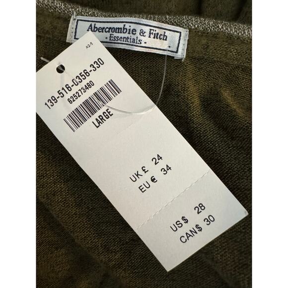 Abercrombie Fitch Size Large Olive Green Long Sleeve Top Blouse MRSP $30 New NWT - Picture 4 of 5